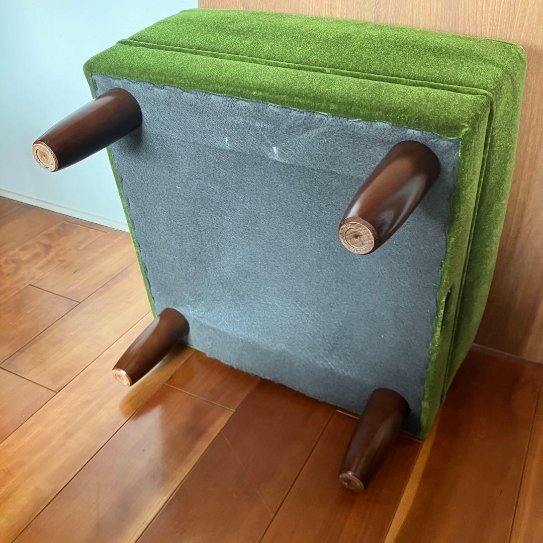 カリモク60 モケットグリーン オットマン ウォールナット