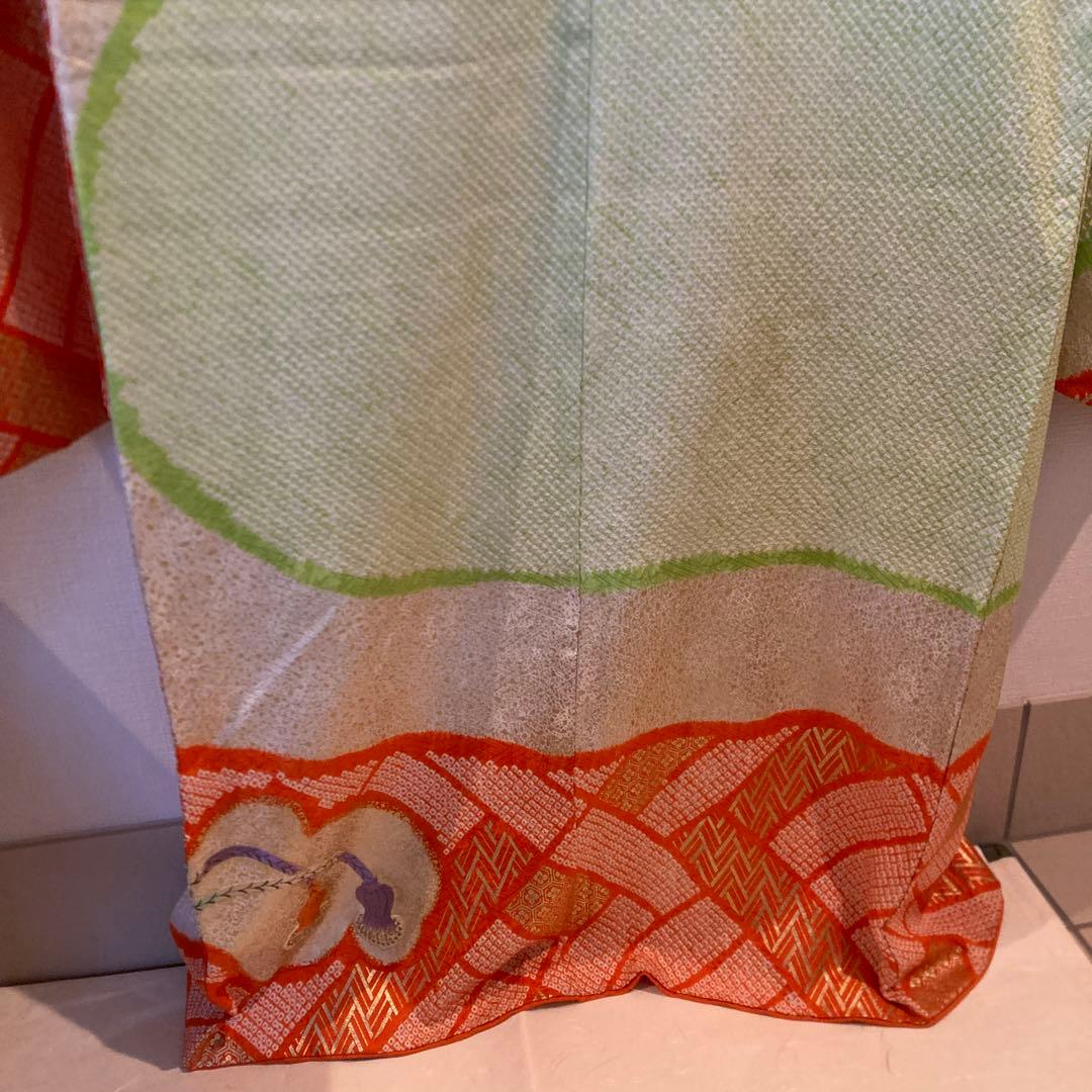 振袖　正絹　絞り　刺繍　成人式　卒業式　 お呼ばれ お稽古　レトロ　リメイク