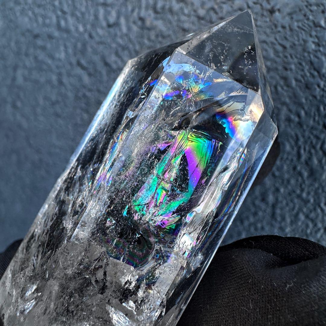 絶品❗アゼツライト☆レインボー☆ヒマラヤ水晶六角柱パワーストーン天然石A1302