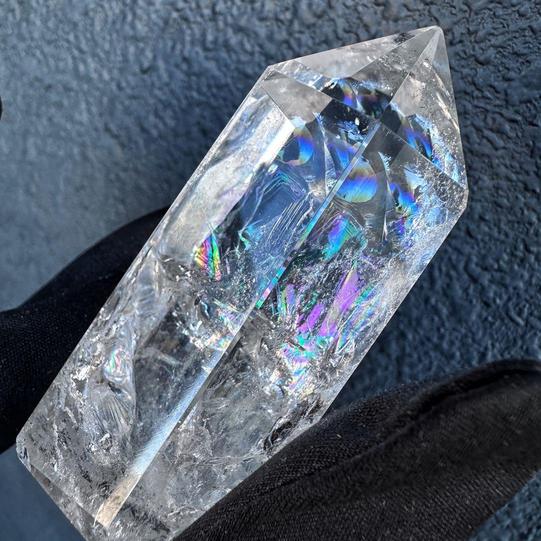 絶品❗アゼツライト☆レインボー☆ヒマラヤ水晶六角柱パワーストーン天然石A1302