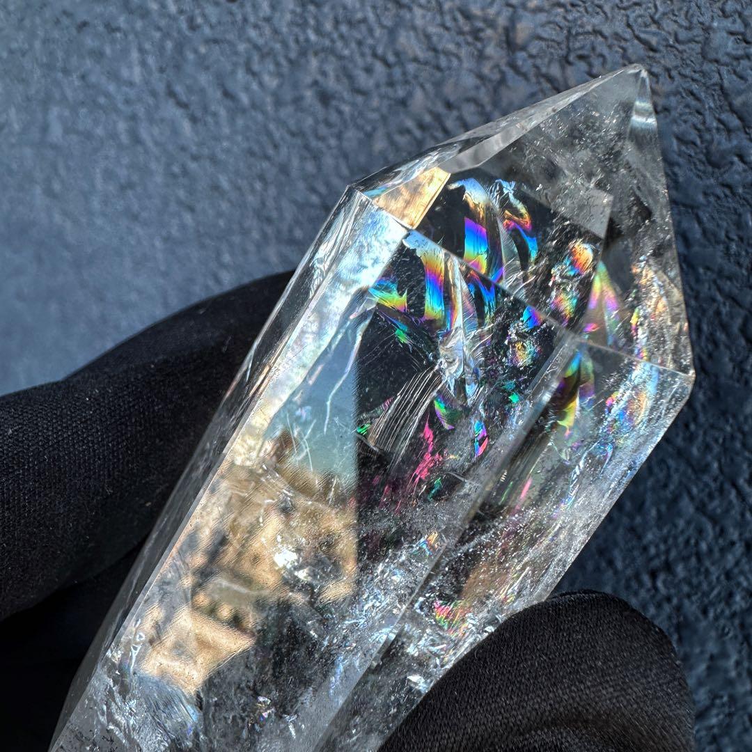 絶品❗アゼツライト☆レインボー☆ヒマラヤ水晶六角柱パワーストーン天然石A1302