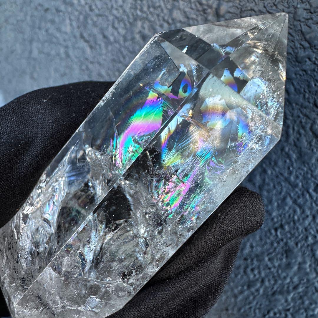 絶品❗アゼツライト☆レインボー☆ヒマラヤ水晶六角柱パワーストーン天然石A1302