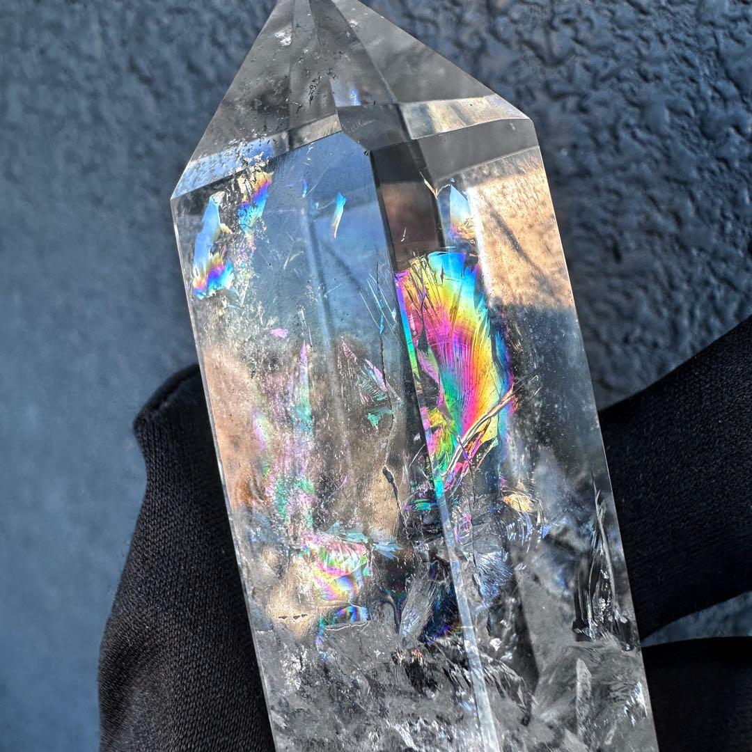 絶品❗アゼツライト☆レインボー☆ヒマラヤ水晶六角柱パワーストーン天然石A1302