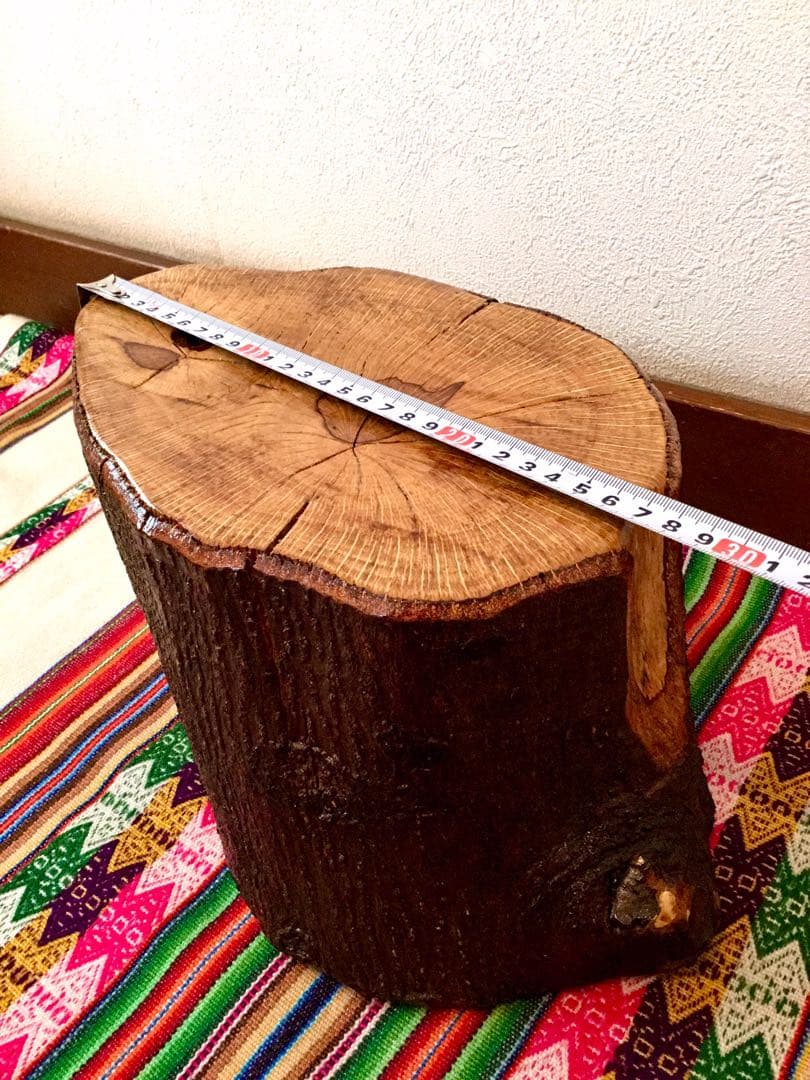 完売　天然樫の木で作成【森を感じられる切り株台】ミニテーブル/切り株椅子