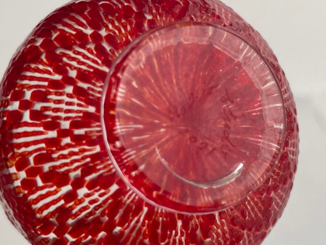 ガラス作家　江波冨士子　茜小紋　盃　酒器　硝子盃　小西潮　sake cup