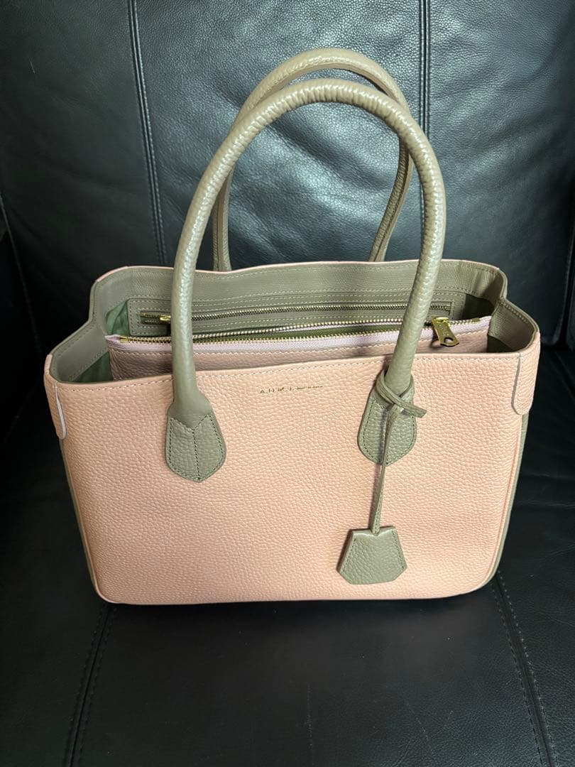 2月5日(木)21時【最終値下げ】ピンクとグレーのレザートートバッグ