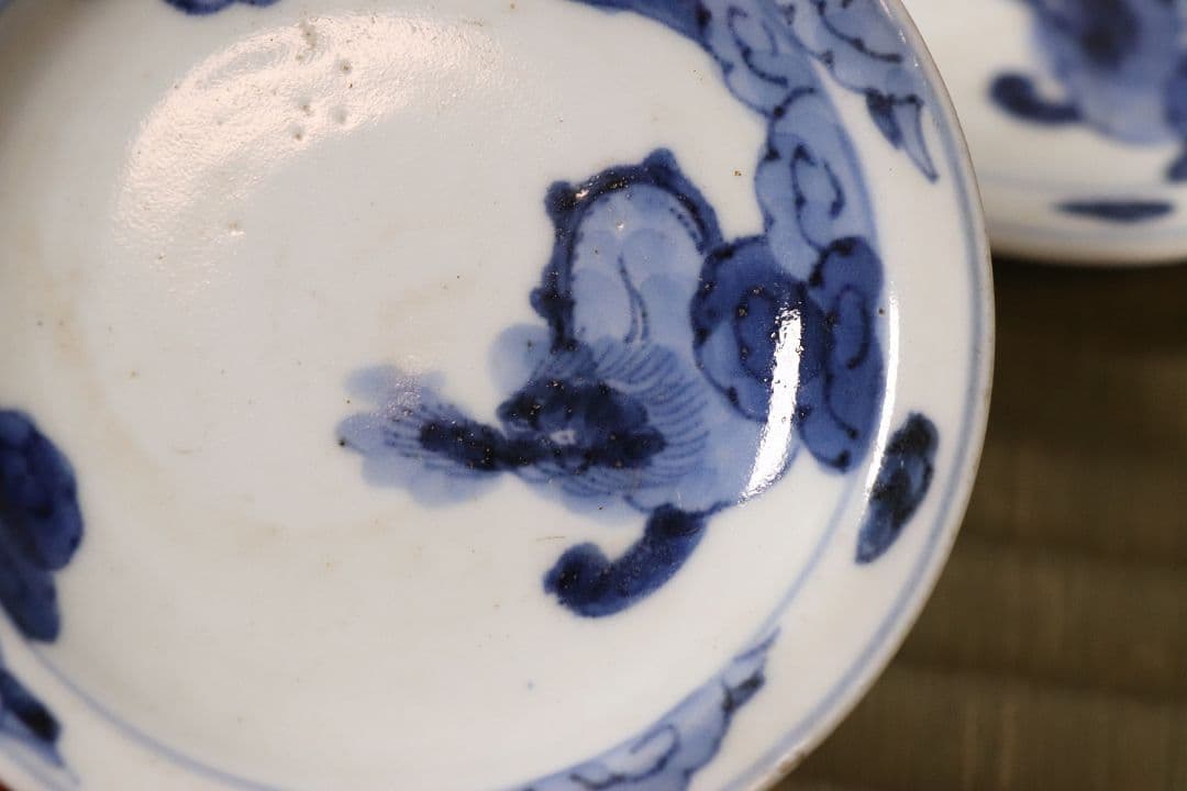 古伊万里 雲龍 染付 醤油皿 五客 約10cm 手塩 小皿 陶芸【MA476】