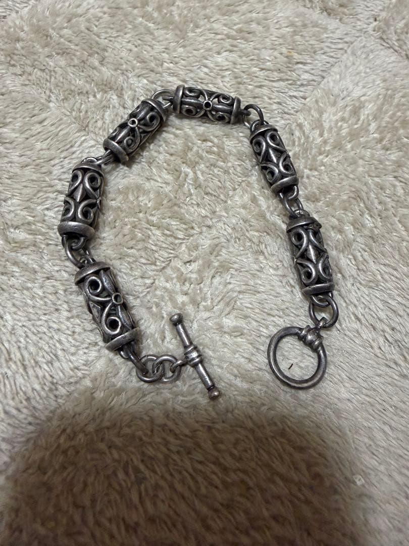 重厚感 シルバーカラーブレスレット デザインブレス