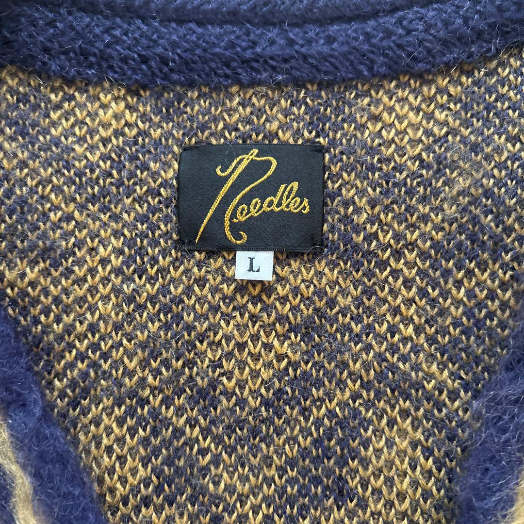 Needles カーディガン L ネイビー/イエロー
