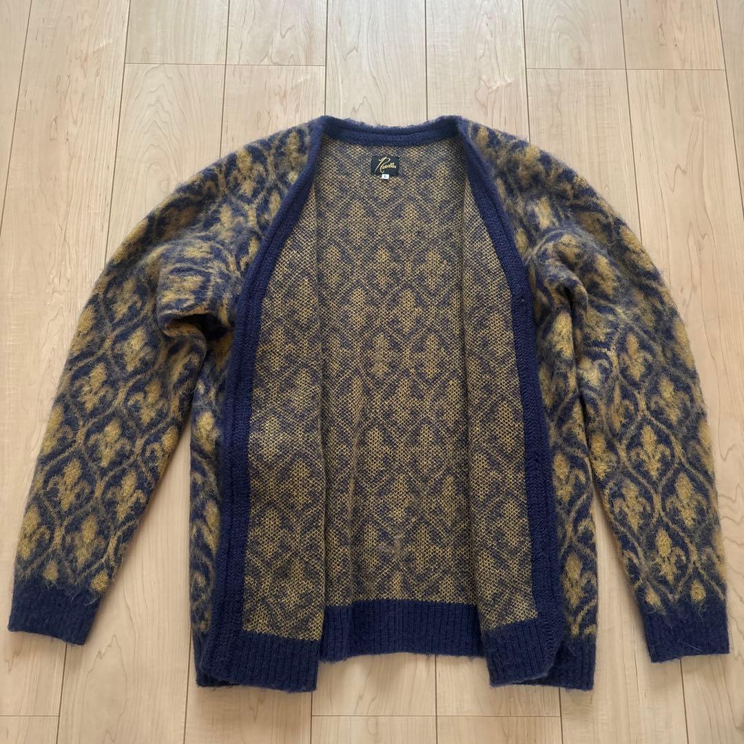 Needles カーディガン L ネイビー/イエロー