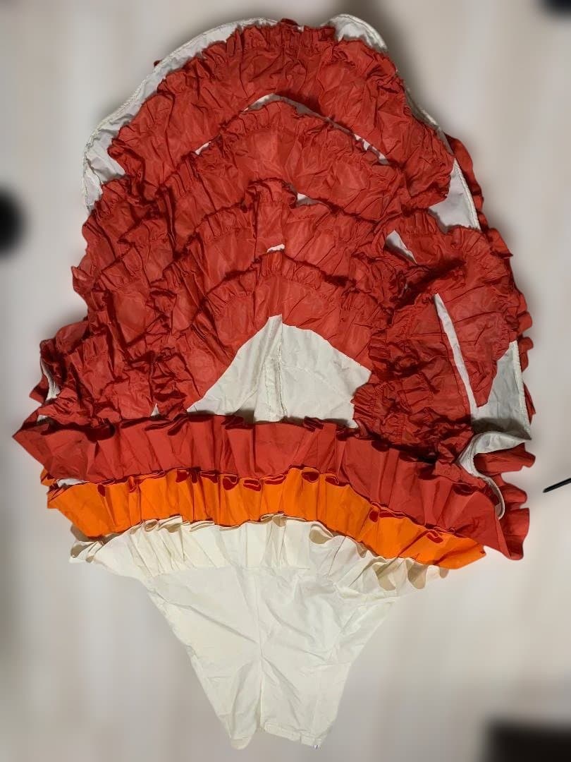 フラメンコ　バタデコーラスカート （赤・オレンジと白） 38