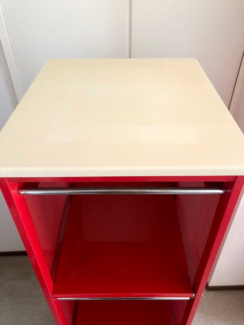 赤 スチールラック キャビネット スライド扉付　コンパートメントラック 棚 収納