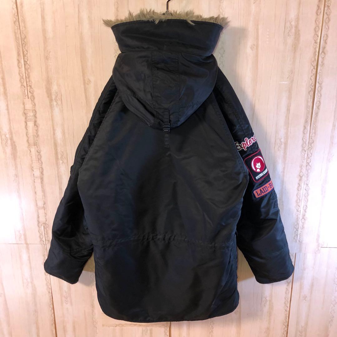 ヒステリックグラマー フードファー付き フライトジャケット アーム刺繍ロゴ付き