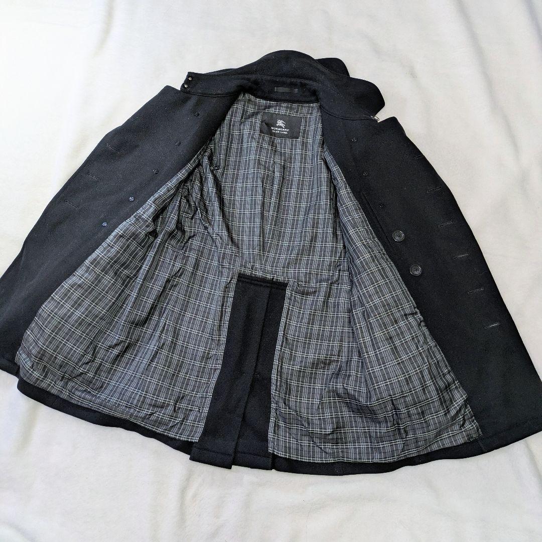 バーバリーブラックレーベル ナポレオンコートカシミヤ混 ホースロゴ 黒M