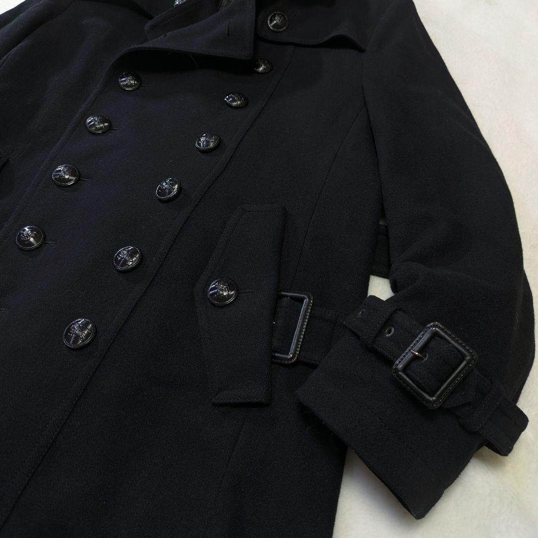 バーバリーブラックレーベル ナポレオンコートカシミヤ混 ホースロゴ 黒M