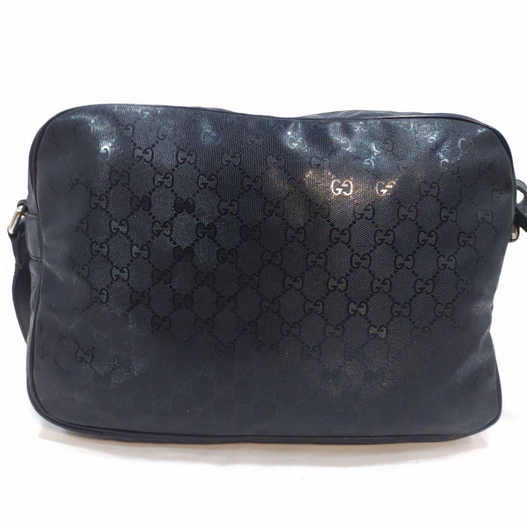 グッチ ショルダーバッグ PVC レザー A4可 GG柄 ネイビー