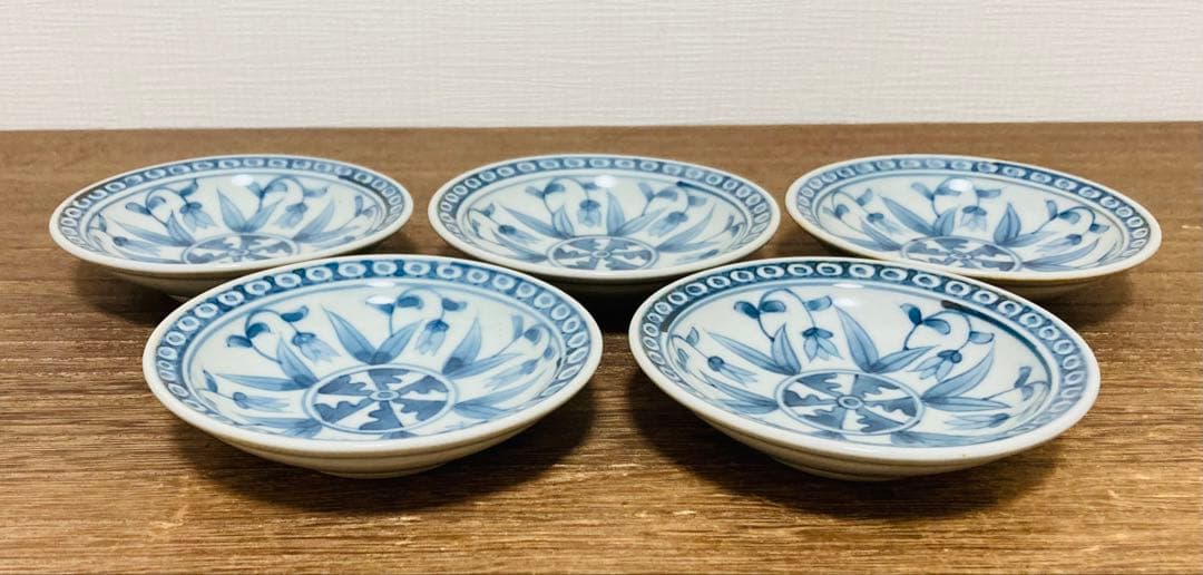 佐藤走波（六代）染付　花文　三寸皿5枚