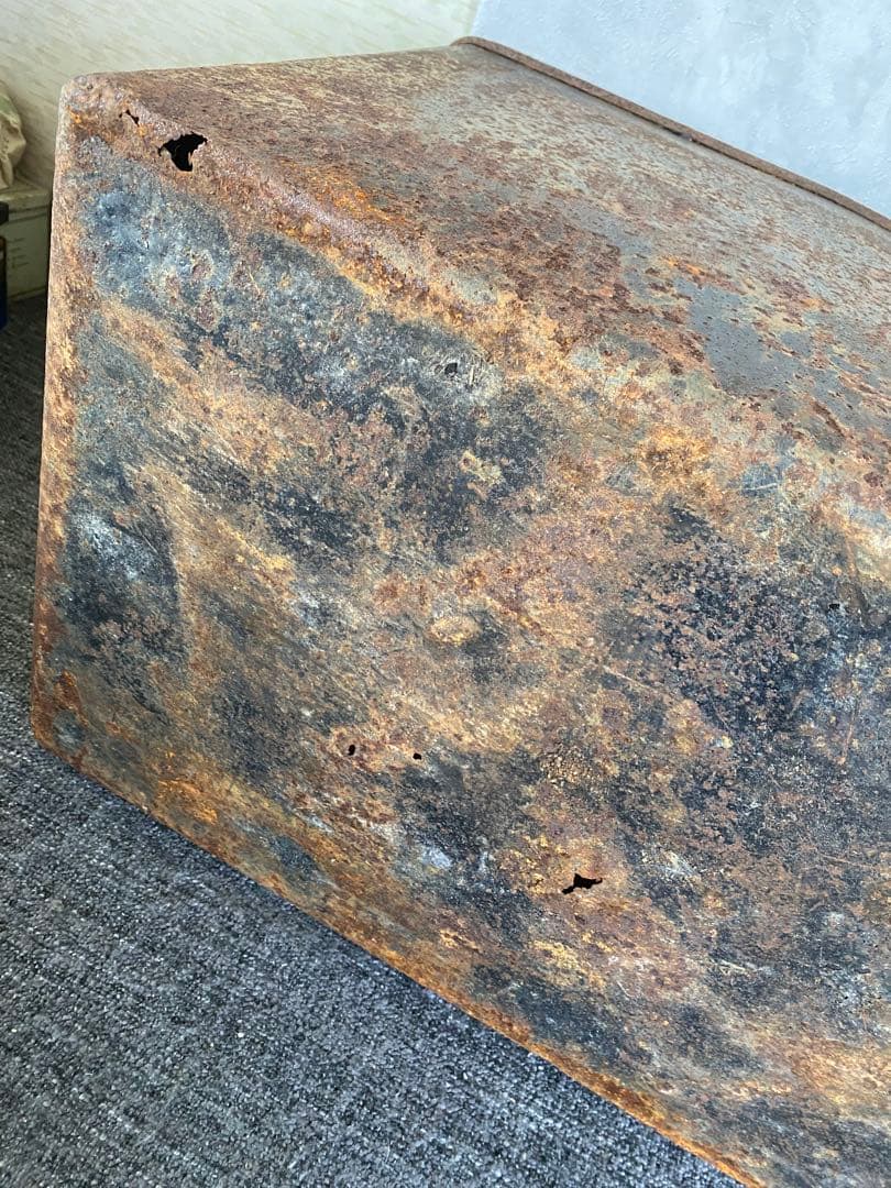 持手付鉄製ボックス　収納缶　古道具