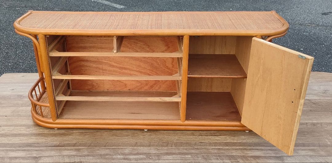 [ビンテージ]ラタン キャビネット サイドボード 籐