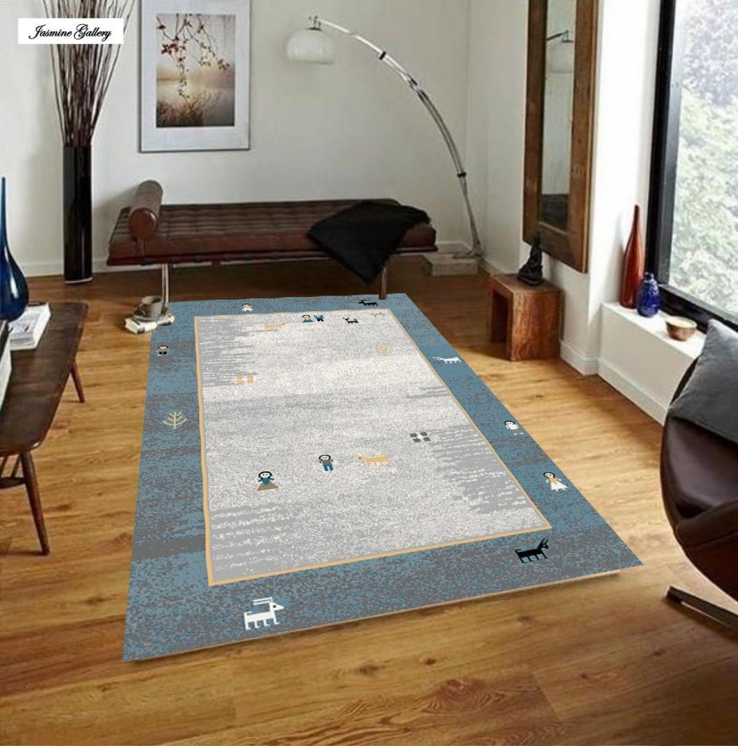 ふっかり！ウィルトン織 モダン ギャッベ ラグ 150×225cm-65001