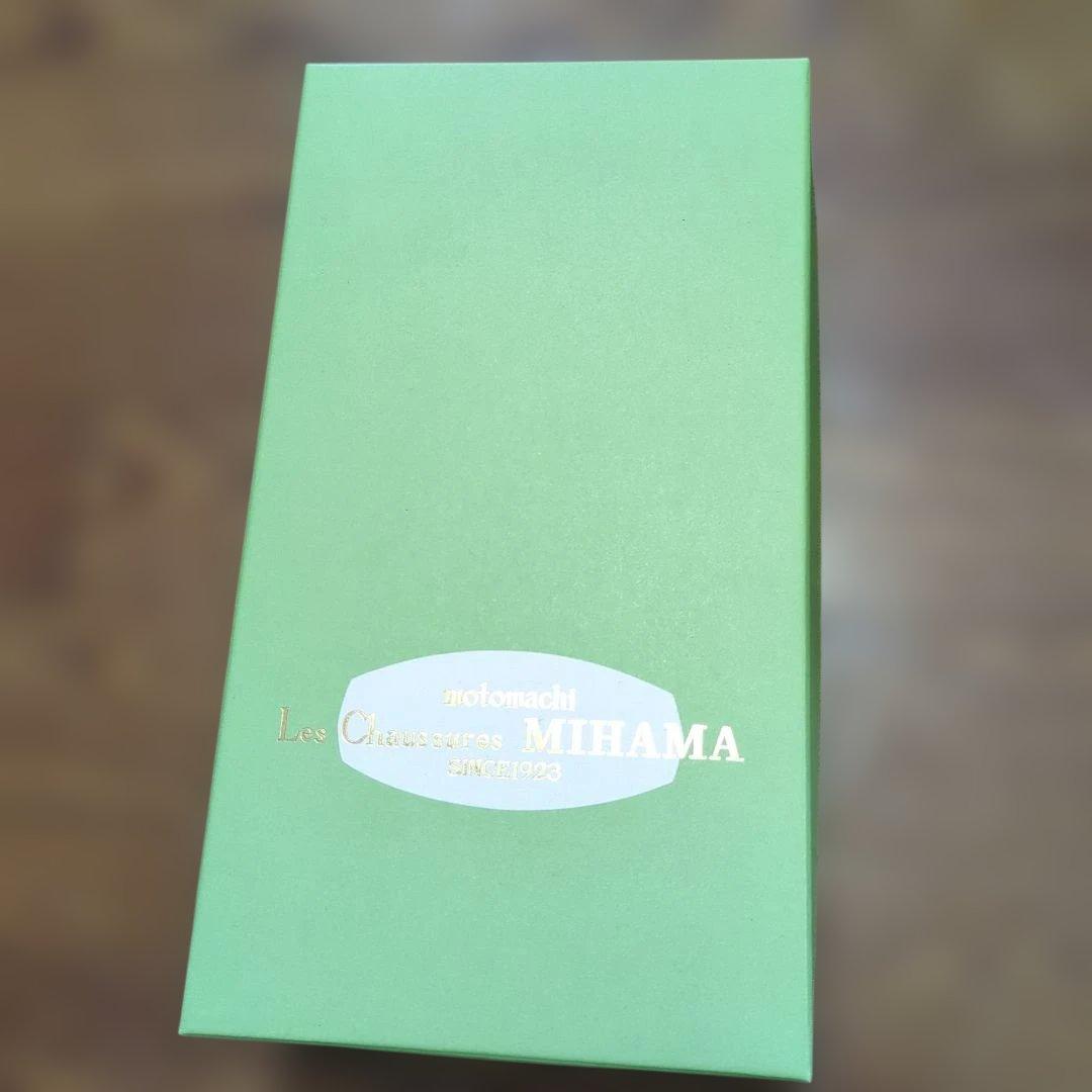 ミハマ　ラインストーンリボン付き本革パンプスブラック