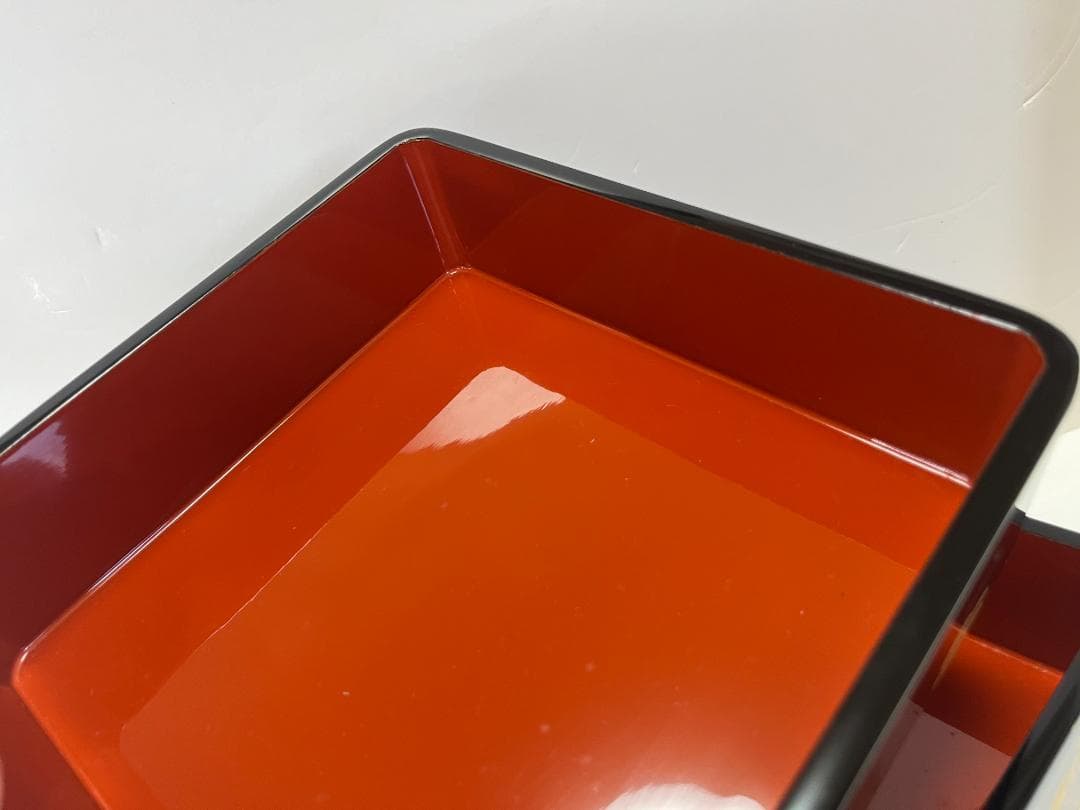 【未使用】　黒内洗朱　木製　目黒廣太謹製　三段重　重箱