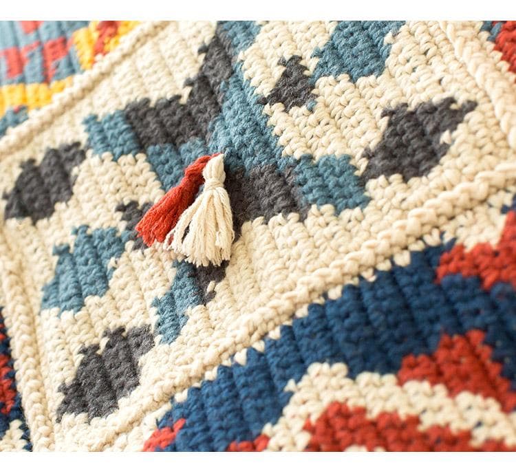 かぎ針編み INDIAN-N エスニック マルチカバー ひざかけ こたつカバー