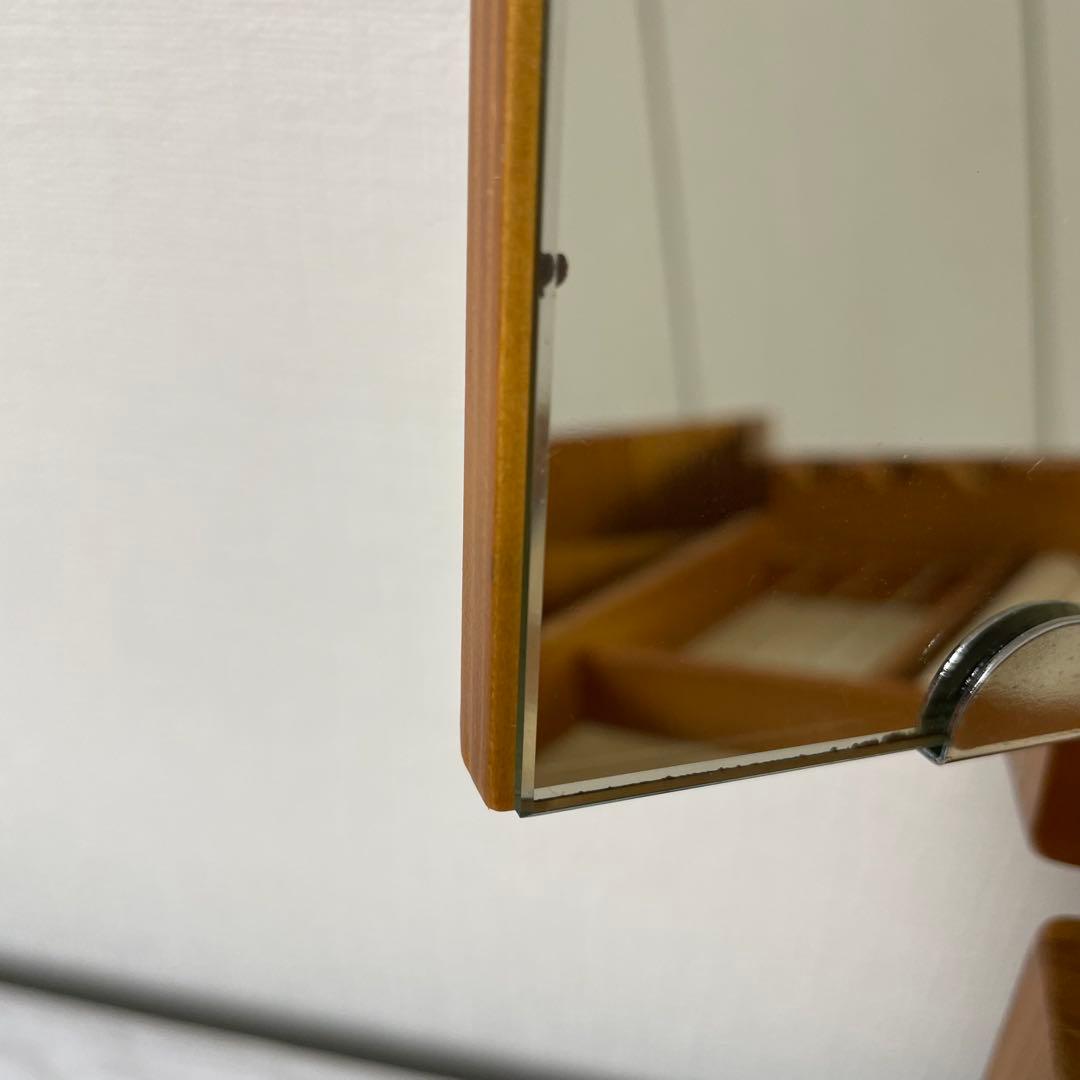 化粧箱 木目 三面鏡 木製 レトロ メイクボックス ドレッサー