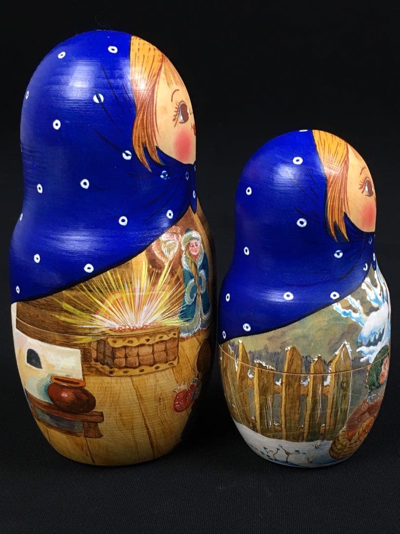 S307マトリョーシカ「モロスコ」7組 ジャンナ・ニコラエワ作 ロシア民芸