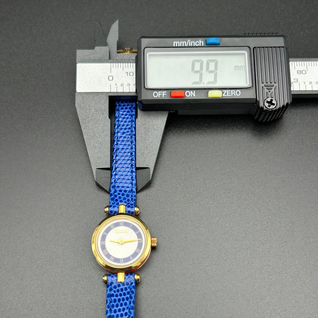 美品 GUCCI シェリーライン 青ベゼル クォーツ 電池交換済 腕時計 箱付