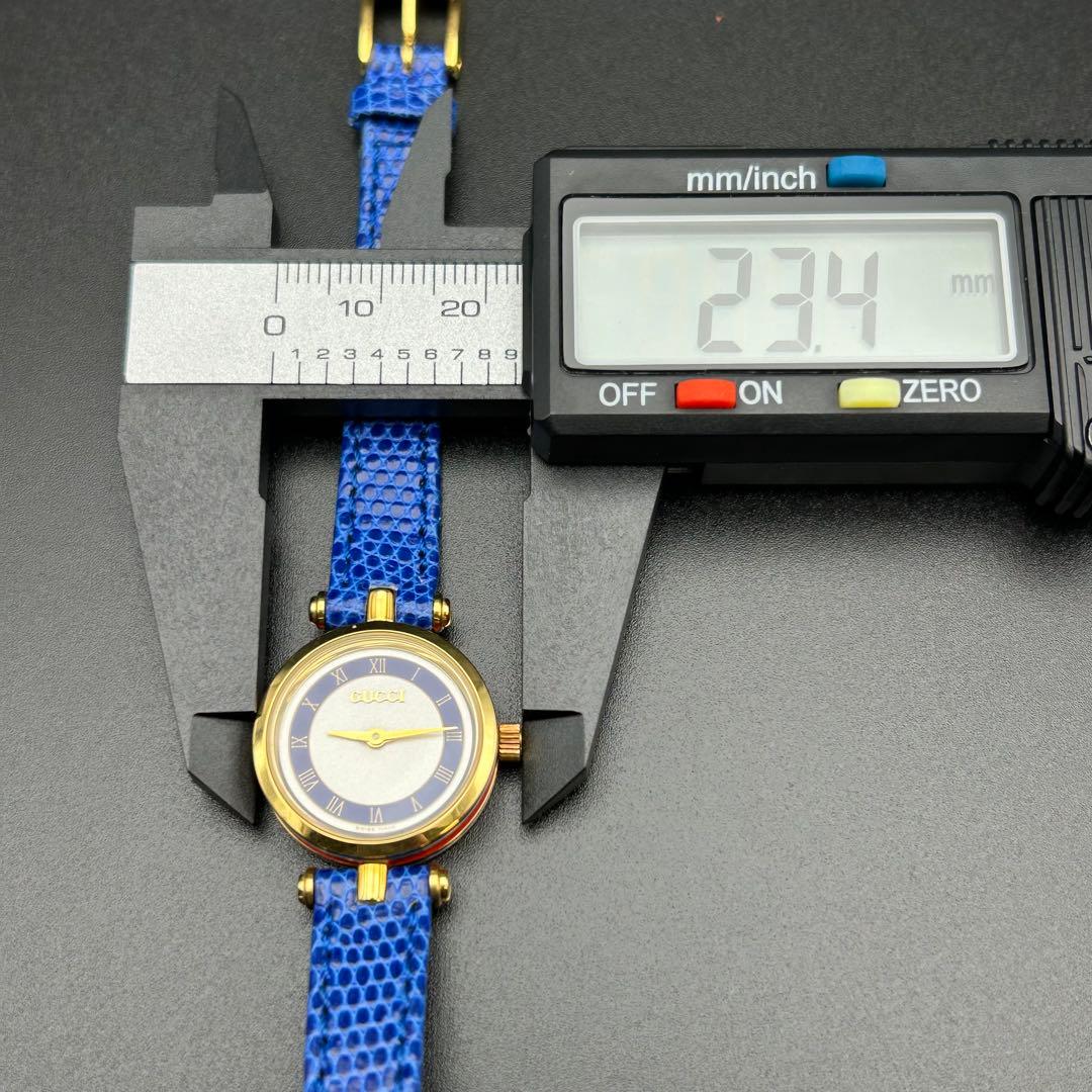 美品 GUCCI シェリーライン 青ベゼル クォーツ 電池交換済 腕時計 箱付