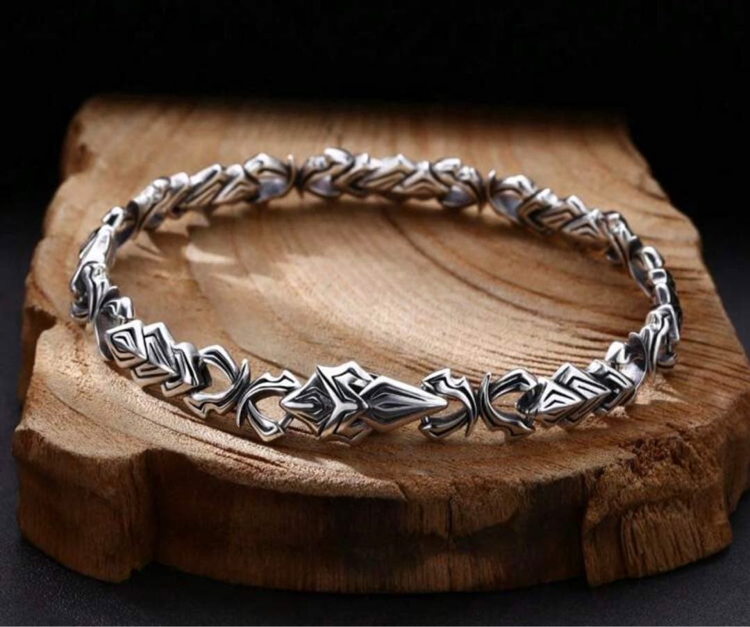 925スターリングシルバー レトロ＆ディストレストスタイルの 新しいブレスレット