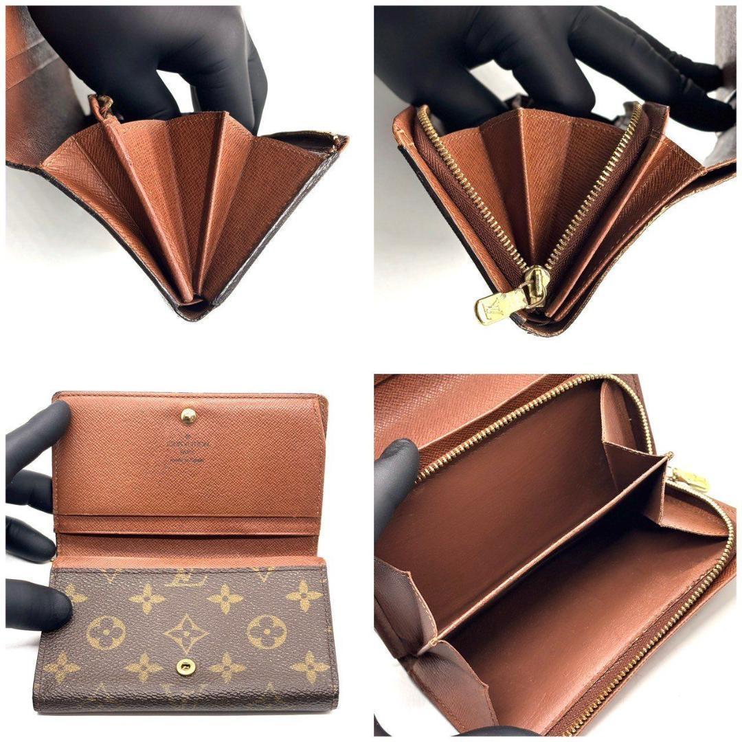 ぱ*ら様 ルイヴィトン 二つ折り財布 モノグラム ポルトモネビエ トレゾール 茶
