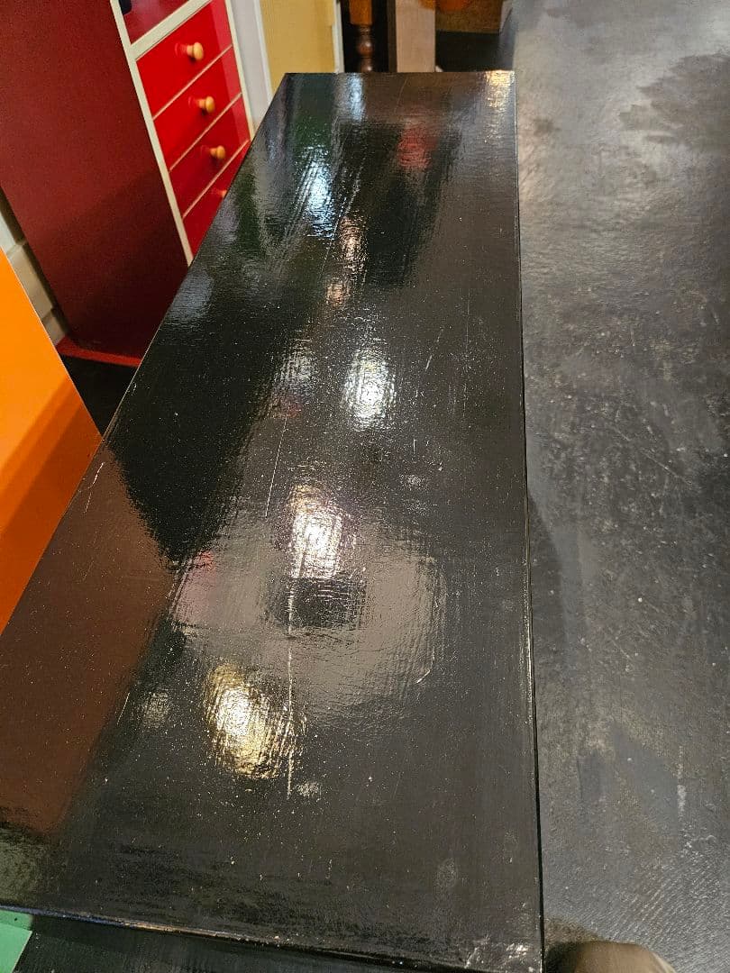 ショーケース　飾り棚　ガラス　引き出し　ブラックピンク　木製　ラック　昭和レトロ