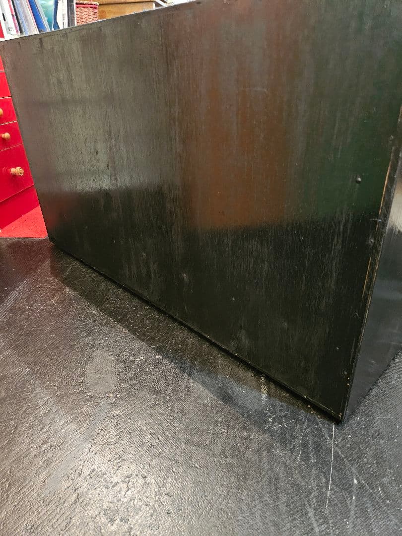 ショーケース　飾り棚　ガラス　引き出し　ブラックピンク　木製　ラック　昭和レトロ