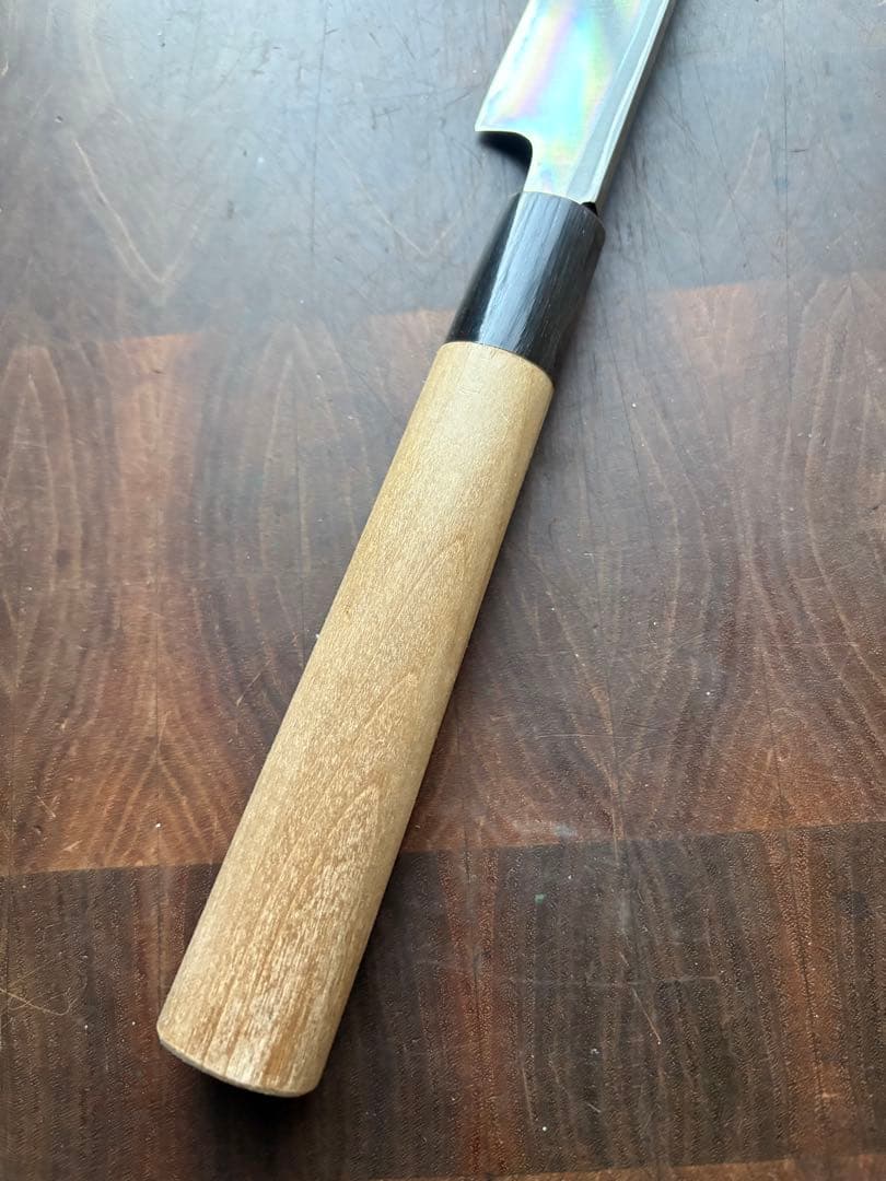 堺打刃物　霞　切付　柳刃9寸　270mm 包丁　白鋼　和包丁　水牛　朴木