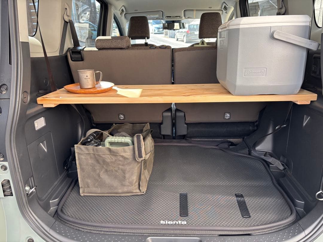 新型シエンタ10系専用 杉無垢材ラゲッジボード &車中泊テーブル