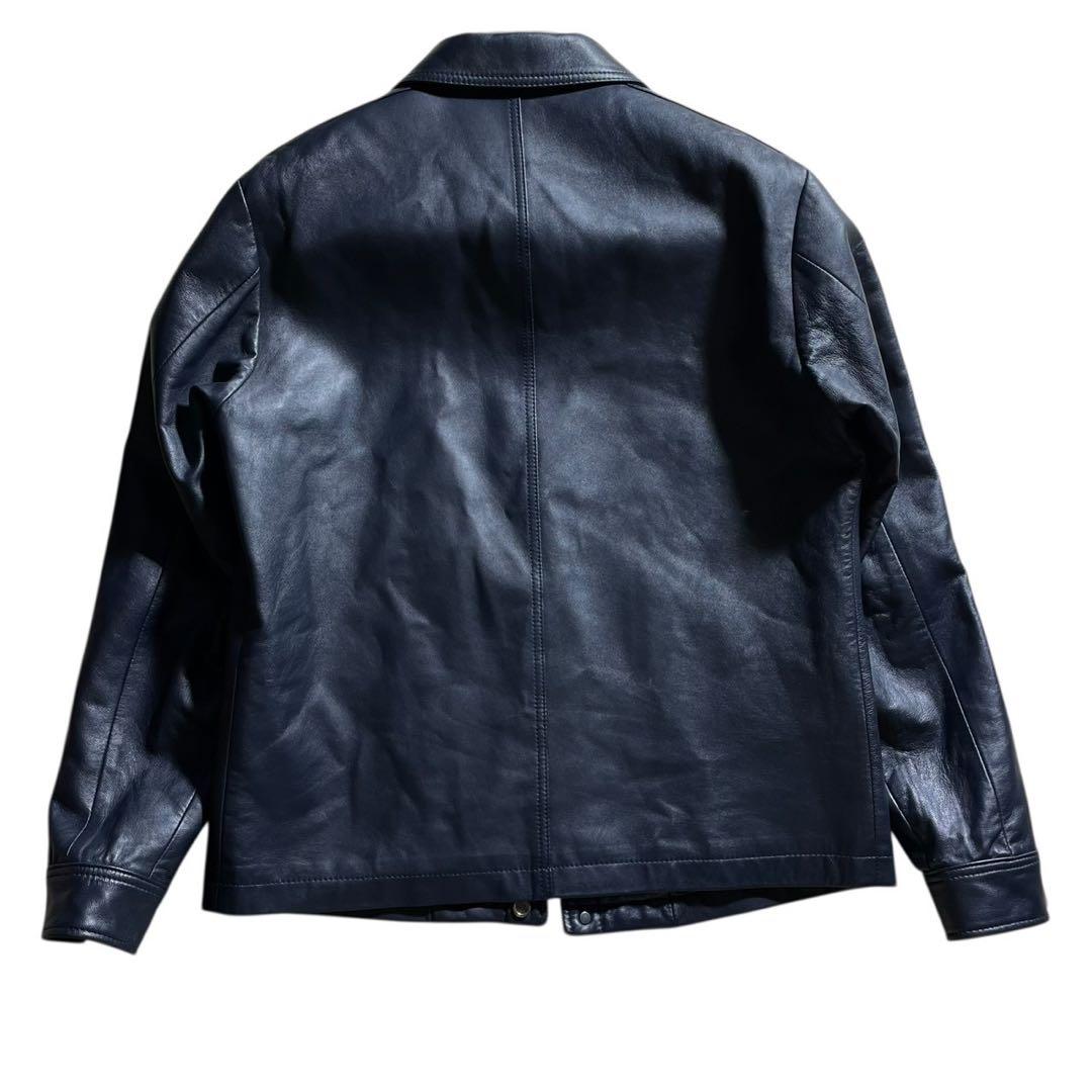 極美品】ジョゼフオム JOSEPH HOMME レザージャケット 羊革 ネイビー