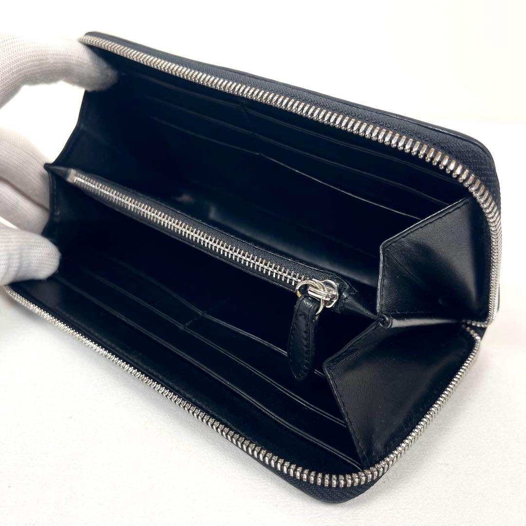 ラルフローレン　長財布　ラウンドファスナー　ビッグロゴ　型押しエンボス　レザー