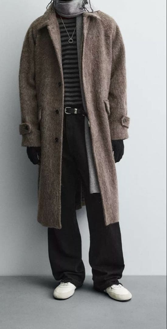 ZARA ザラ　ウール混紡 ブラウン ステンカラーコート　バルマカーン