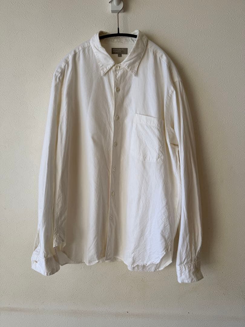 マーガレットハウエル　白　レギュラーカラーシャツ　サイズL