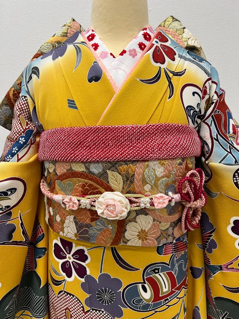 紅型染め　振り袖　フルセット　別誂長襦袢　成人式　美品　佐賀錦本唐織　753