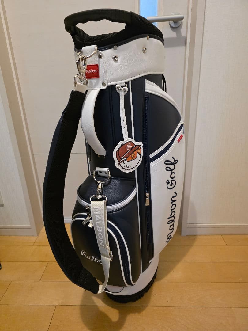 Malbon Golf キャディバッグ ホワイト/ネイビー