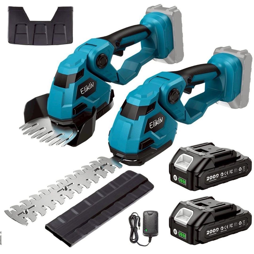 電動 芝生バリカン 充電式 芝刈り機 バッテリー コードレス グリーン 緑色