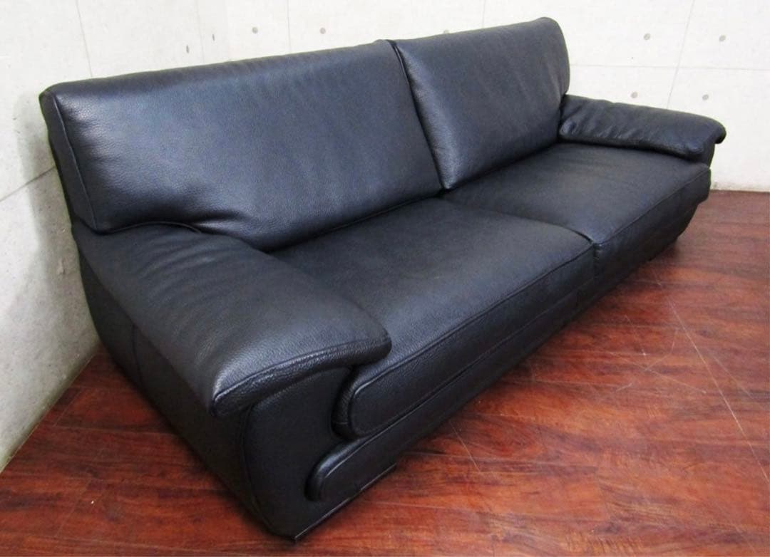 ⭕️ 展示品 KELVIN GIORMANI 最高級 黒総革張り 3人掛けソファ