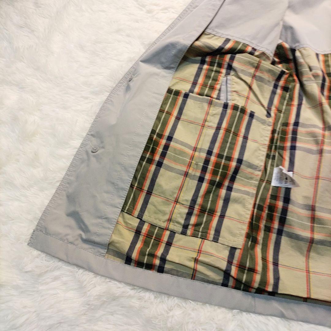 エディーバウアー ステンカラーコート チェック柄 ライナー付き グレー S