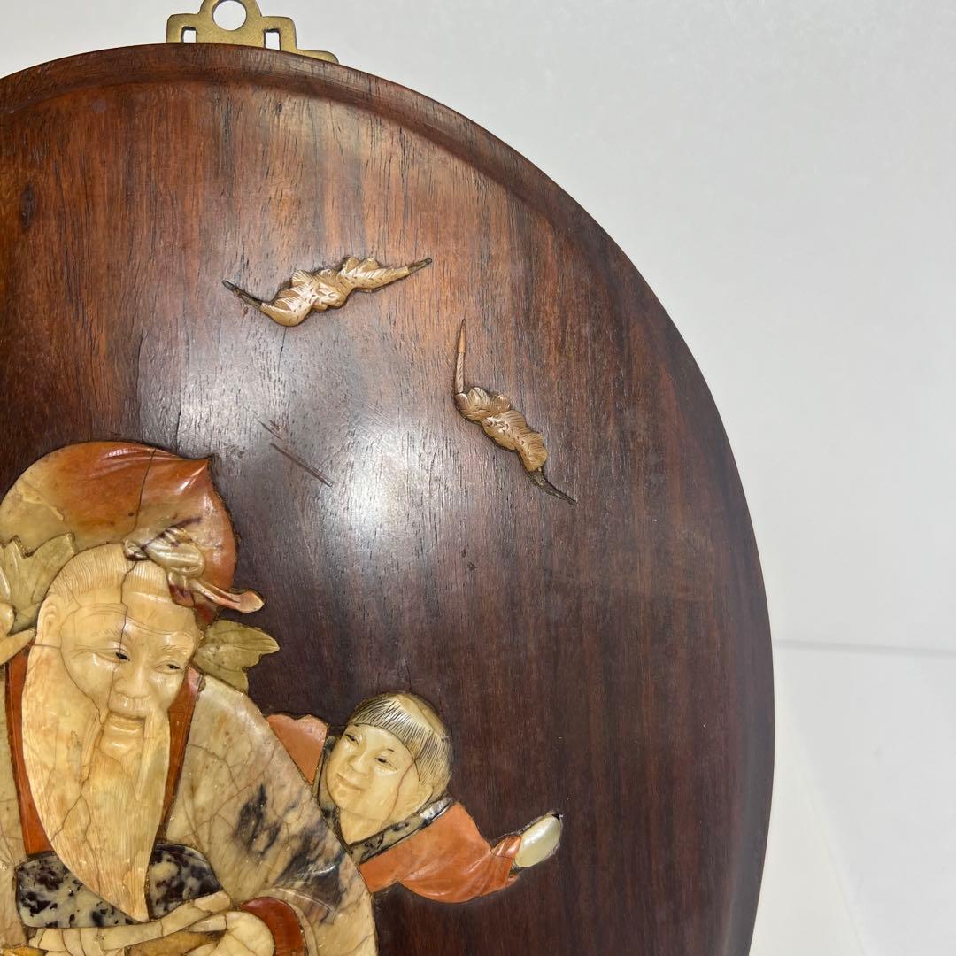 唐木　砡象嵌 壁掛　縦幅33.8cm 東K8-0115☆2F トヒチル