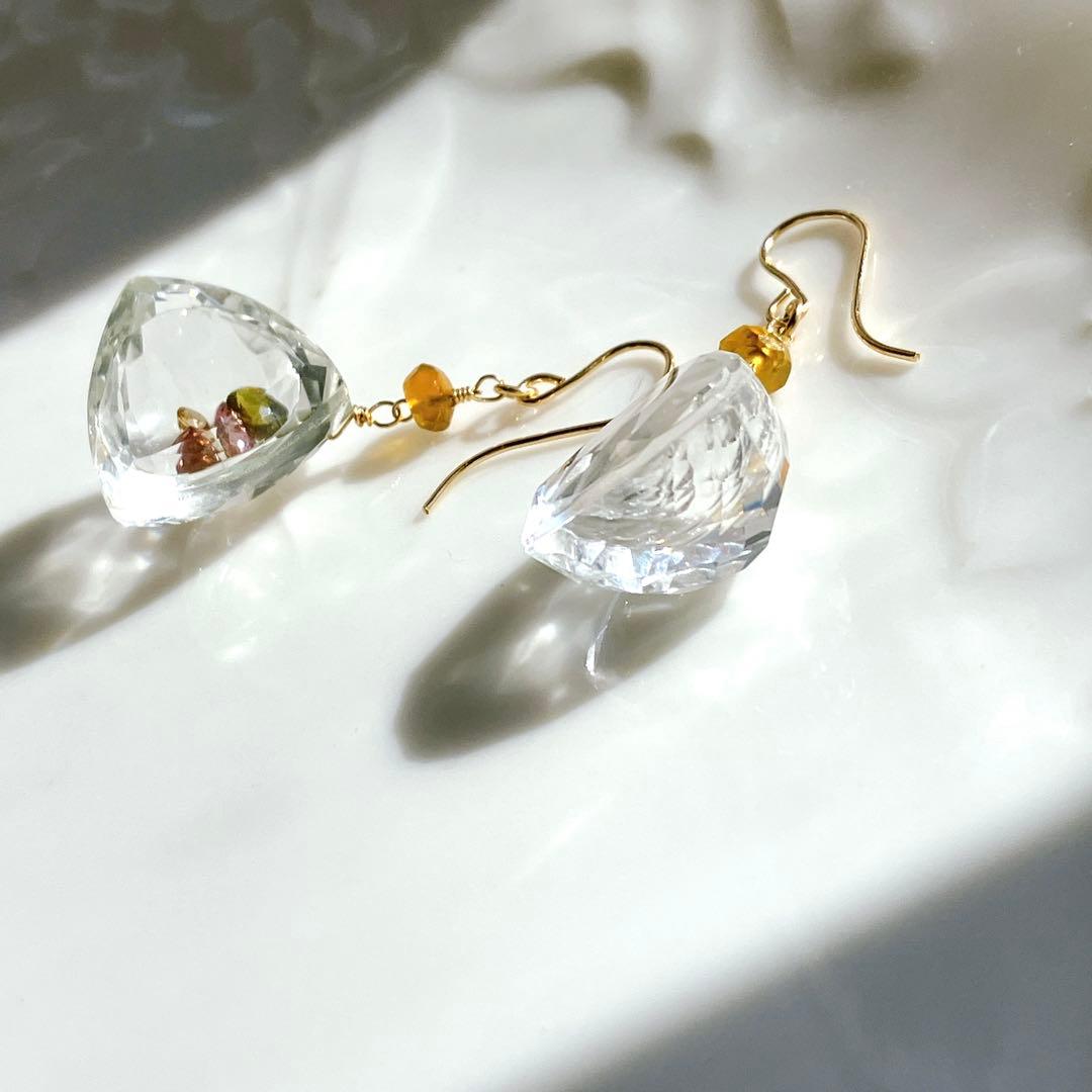 マルモ◆一点物✧水晶×マルチカラートルマリン ジュエリーボックスピアス