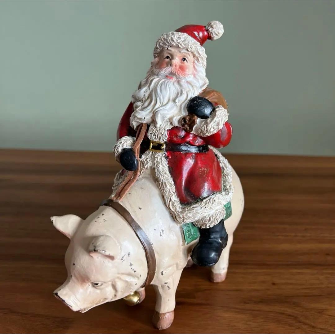 サンタクロース　豚　置物　アンティーク