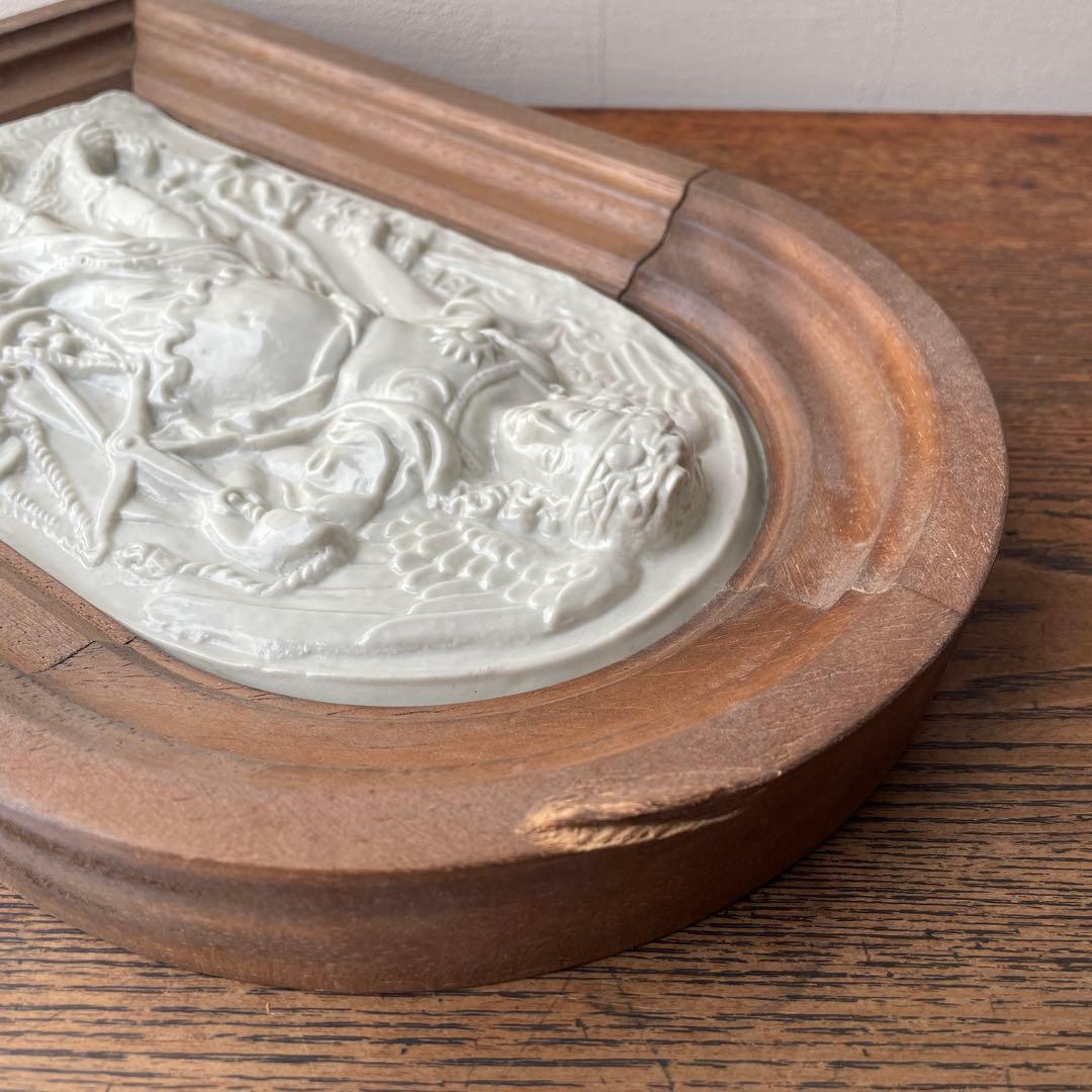 大天使ミカエル　陶板画　アンティーク　レプリカ　ドイツ　ミュージアムグッズ